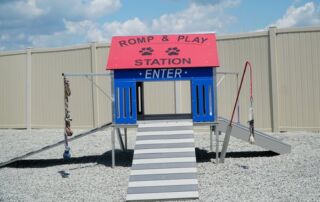 Hoosier Canines doggie Playground Fort where the dogs can rome and play.