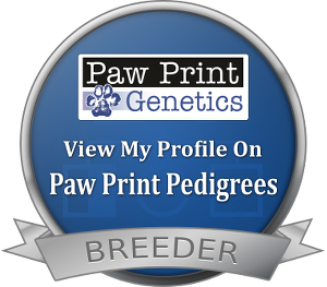 Paw Print Genetics Breeder Certified and Stamp.
